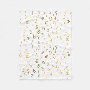 Gold Luxury Numbers & Currency Symbols Muster Fleecedecke