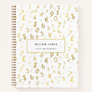 Gold Luxury Numbers & Currency Symbols Muster Notizbuch