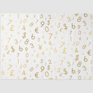 Gold Luxury Numbers & Currency Symbols Muster Seidenpapier