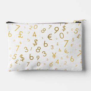Gold Luxury Numbers & Currency Symbols Muster Zubehörtasche