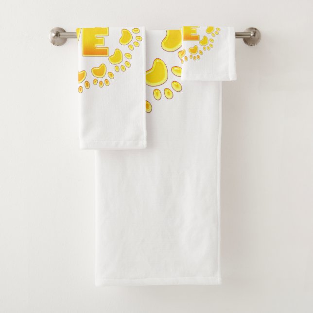 Gold Luxus Dekoration Hund Pfoten glänzend Print w Badhandtuch Set (Insitu)