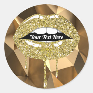 Gold Luxus Glamour Faux Glitter Tropf Tröpfelnde L Runder Aufkleber