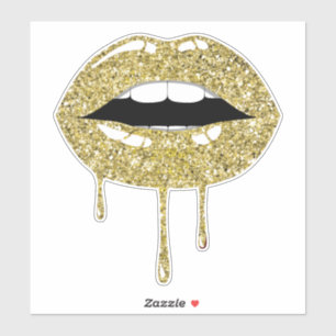 Gold Luxus Glamour Faux Glitter Tropfen Triefende  Aufkleber