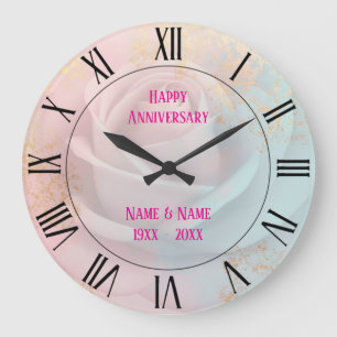 Gold Luxus Moderne Blush Pink Soft Mint Kollektion Große Wanduhr