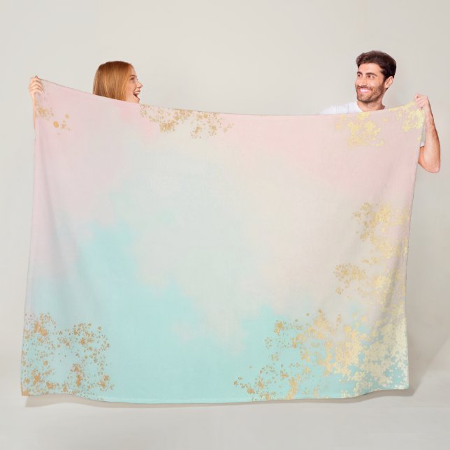 Gold Luxus Moderne Blush Rosa Soft Mint Kollektion Fleecedecke (Beispiel)