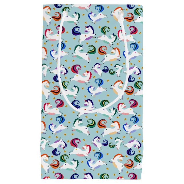 Gold Magical Star Rainbow Unicorn Kleine Geschenktüte (Vorderseite)