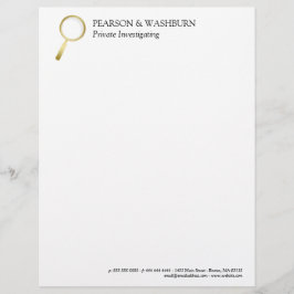 Gold Magnizing Glass Private Eye Name & Kontakt Briefkopf