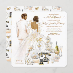 Gold Magnolia Dark Bridge Brautparty Einladung