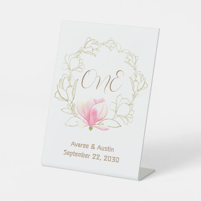 Gold Magnolias Wreath Sockelschild (Vorderseite)