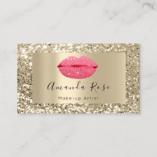 Gold MAKE-UP ARTIST Pink KISS LIPS GLITZER Terminkarte