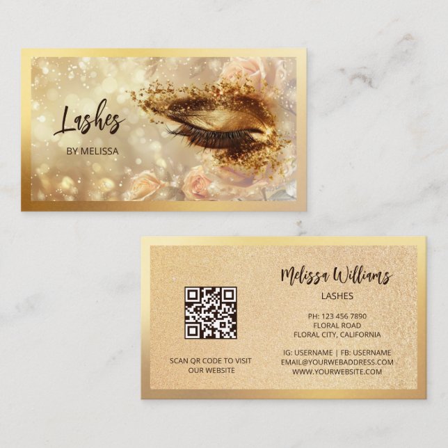 Gold-Make-up-Augen-Lashes Visitenkarte (Vorne/Hinten)