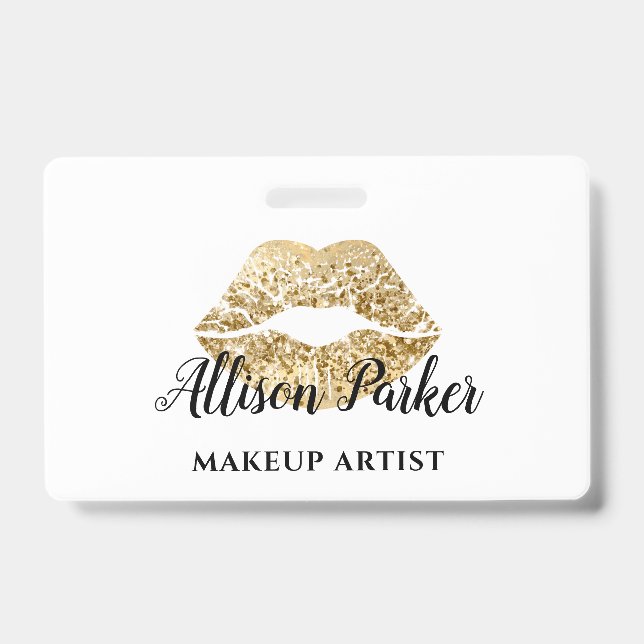 Gold MAKEUP ARTIST Logo Kiss Name Ausweis (Vorderseite)