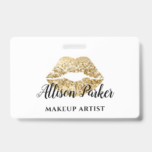 Gold MAKEUP ARTIST Logo Kuss Name Ausweis