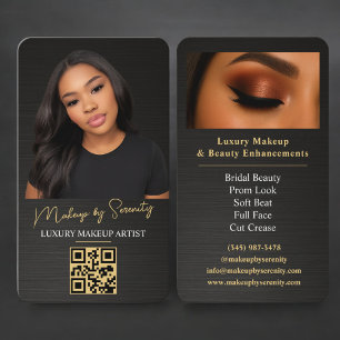 Gold Makeup-Artist QR-Code Metallisch Schwarz Schö Visitenkarte