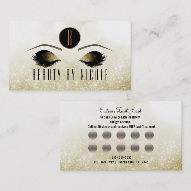 Gold Makeup Eyes Glam Customer Loyalty Card Treuekarte (Vorne/Hinten)