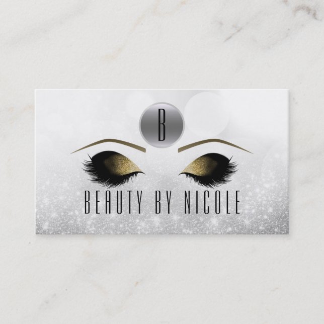 Gold Makeup Eyes Silver Glam Customer Loyalty Card Treuekarte (Vorderseite)
