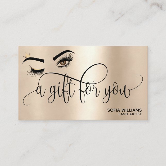 Gold Makeup Wink Eye Beauty Salon Geschenkkarte Visitenkarte (Vorderseite)