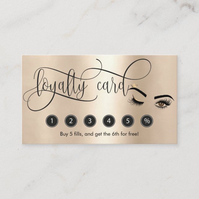 Gold Makeup Wink Eye Beauty Salon Loyalty Card Visitenkarte (Vorderseite)