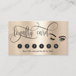 Gold Makeup Wink Eye Beauty Salon Loyalty Card Visitenkarte