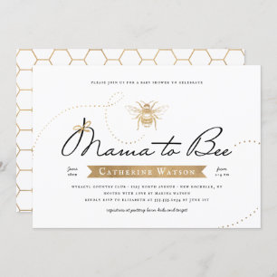 Gold Mama to Bee Baby Dusche Einladung