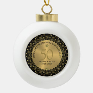 Gold-Mandal zum 50. Geburtstag der schwarzen Hochz Keramik Kugel-Ornament