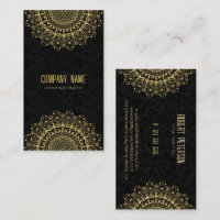 Gold Mandala auf schwarzem Damast Hintergrund