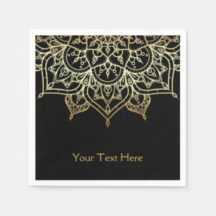 Gold Mandala Black Chic Modernes Glam Party Serviette