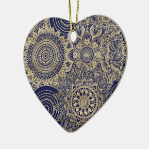 Gold Mandala Collection Blue Design Keramik Ornament
