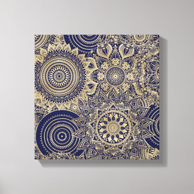 Gold Mandala Collection Blue Design Leinwanddruck (Vorderseite)