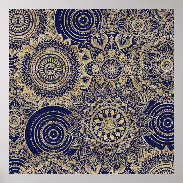 Gold Mandala Collection Blue Design Poster (Vorne)