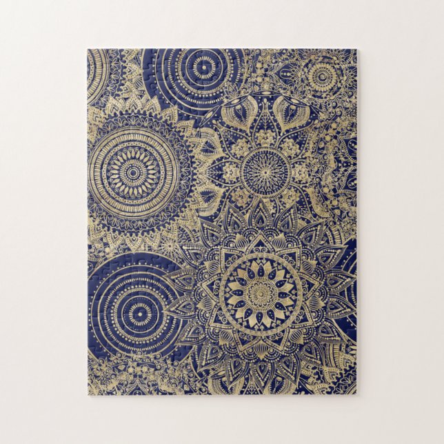 Gold Mandala Collection Blue Design Puzzle (Vertikal)