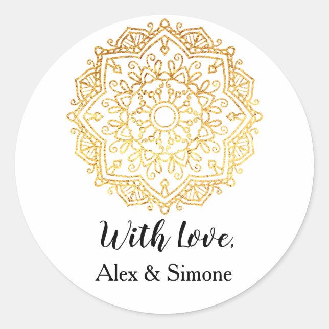 Gold Mandala Custom mit Liebe Aufkleber (Vorderseite)