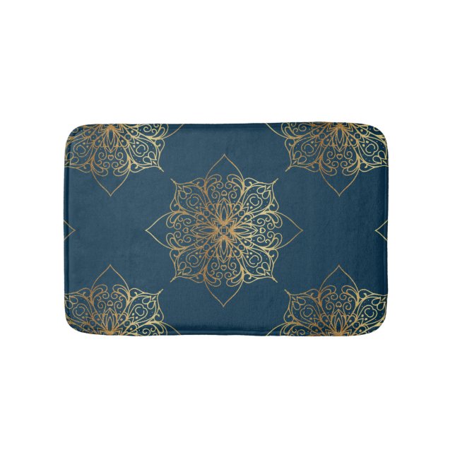 Gold Mandala Damask Muster Badematte (Vorderseite)