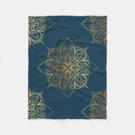 Gold Mandala Damask Muster Fleecedecke