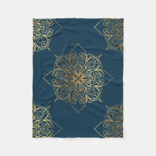 Gold Mandala Damask Muster Fleecedecke