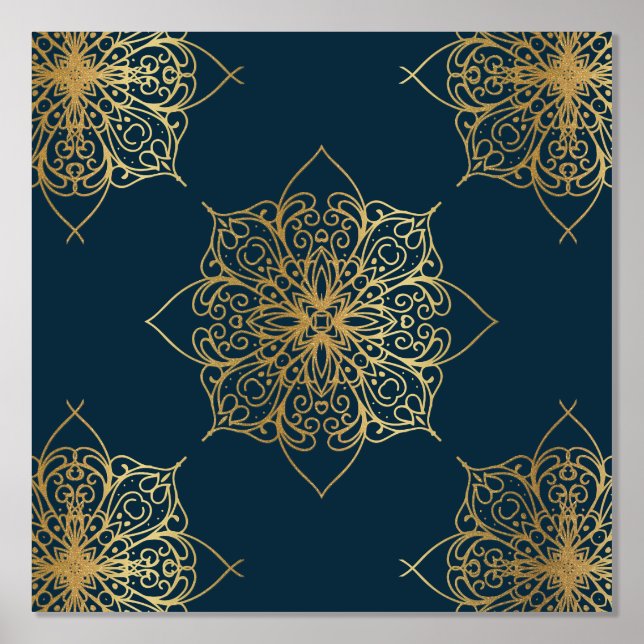 Gold Mandala Damask Muster Foliendrucke (Vorderseite)