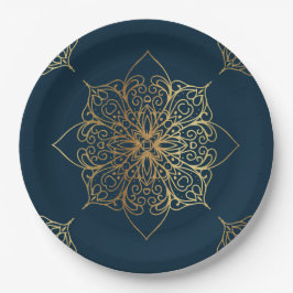 Gold Mandala Damask Muster Pappteller