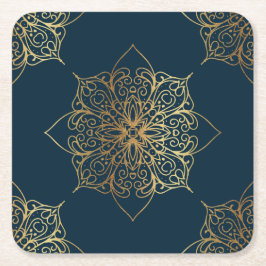 Gold Mandala Damask Muster Rechteckiger Pappuntersetzer