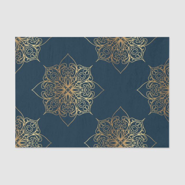 Gold Mandala Damask Muster Seidenpapier (Vorderseite)