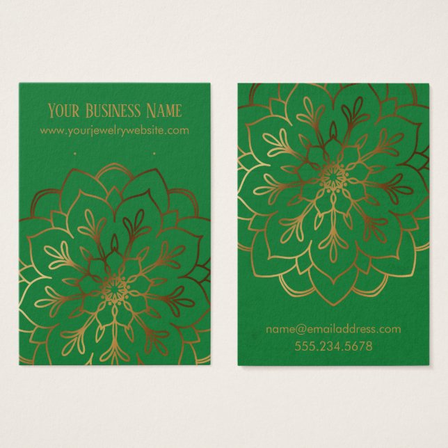 Gold Mandala & Deep Green Earring Holder Display (Vorne & Hinten)