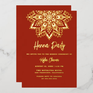 Gold Mandala Henna Party Mehndi Real Gold Folieneinladung
