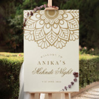 Gold Mandala Indian Mehndi Night Willkommenszeiche