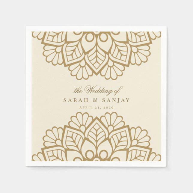 Gold Mandala Indian Wedding oder Sangeet Serviette (Vorderseite)