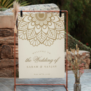 Gold Mandala Indian Wedding Welcome Sign Poster
