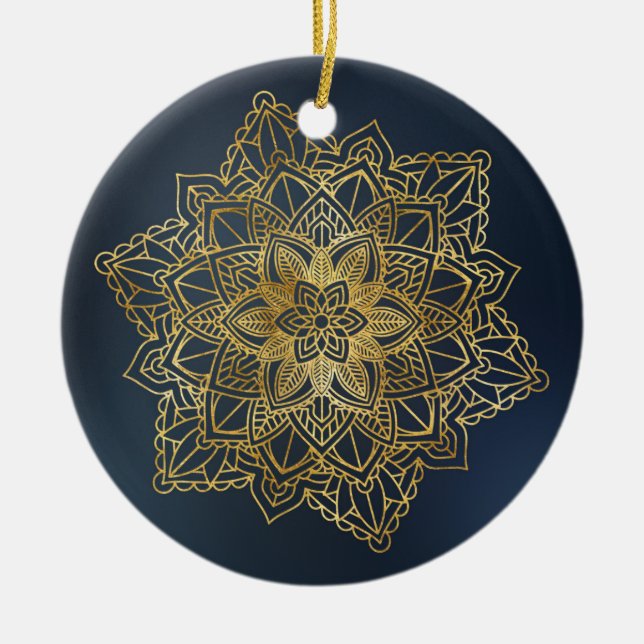 Gold Mandala Keramik Ornament (Vorne)