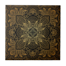 Gold Mandala Keramik Tile