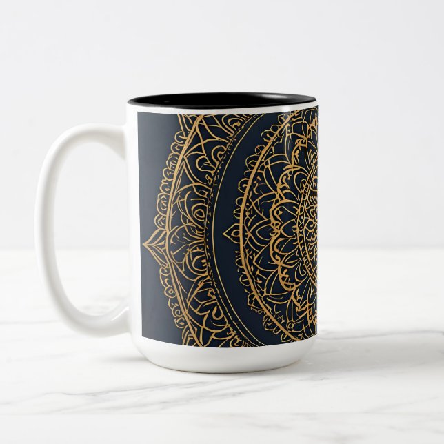 Gold Mandala Midnight Blue Tasse (Links)