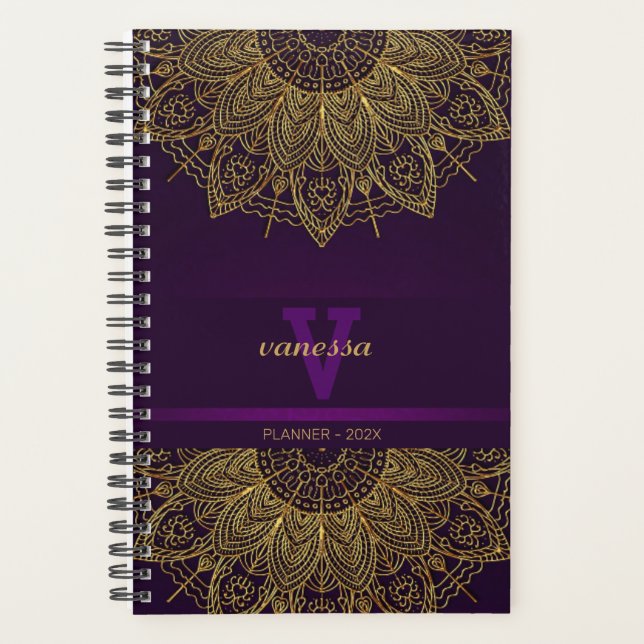 Gold Mandala Mit Monogramm Planner Planer (Vorderseite)