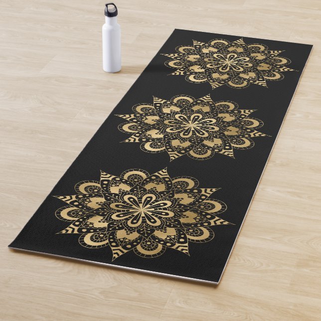 Gold Mandala Pattern Black Boho Yogamatte (Beispiel)