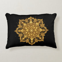 Gold Mandala Pillow Luxury Decorative Throw